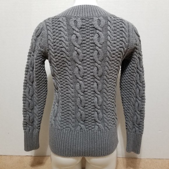 Moda International sweater Large chunky pullover v-neck cable knit cotton VS - Picture 3 of 10